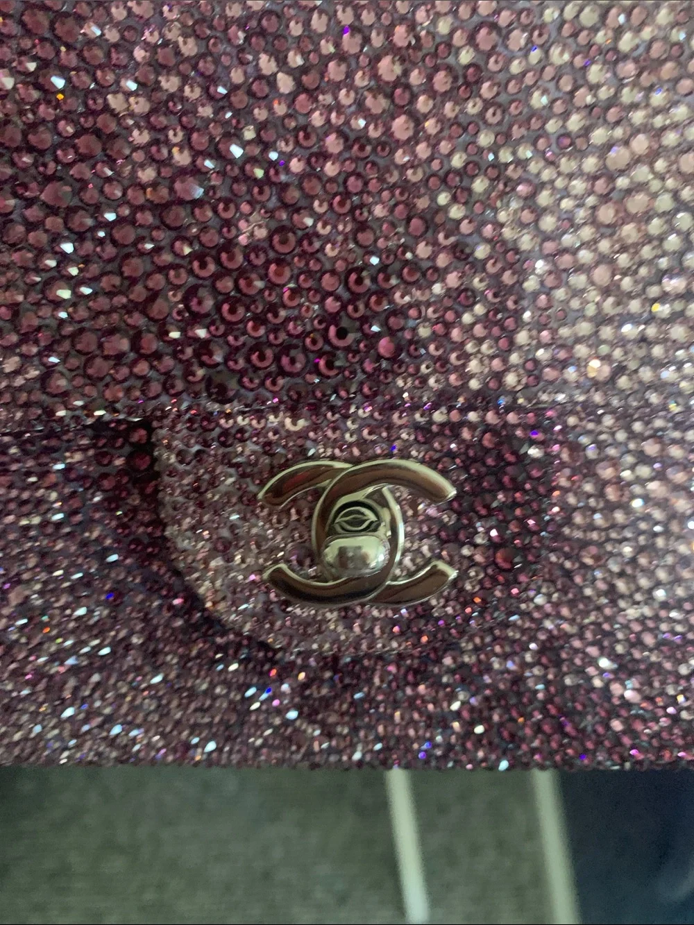 NWT CHANEL Metallic Purple Quilted Chain-Handle Shoulder Bag